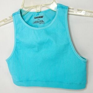 Garage Women's Blue Ribbed Crop Top Small